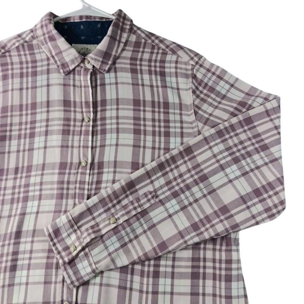 Shirt Womens Size Purple Plaid Flannel Button‎ Front Long Sleeve Collared